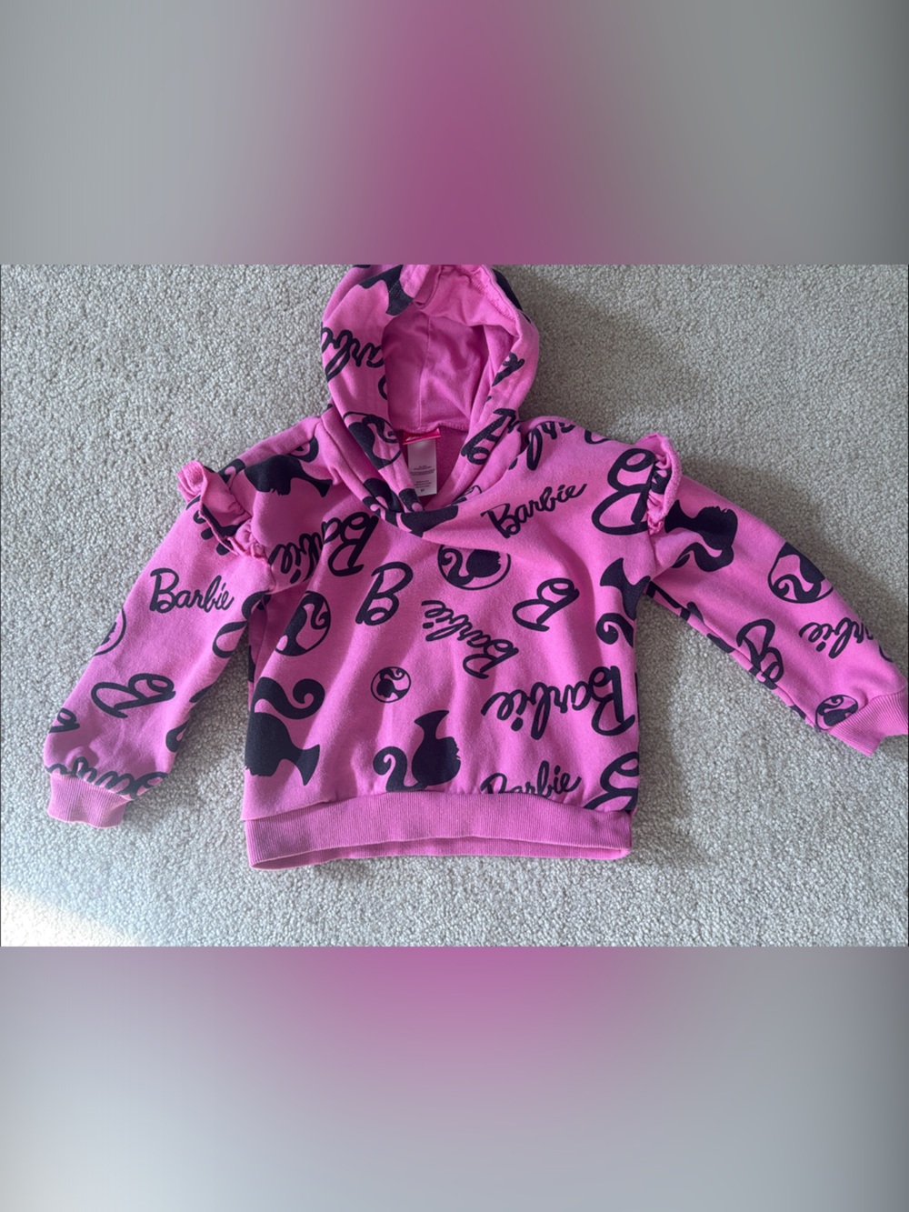 Barbie Hot Pink Hoodie with Black Logo Print